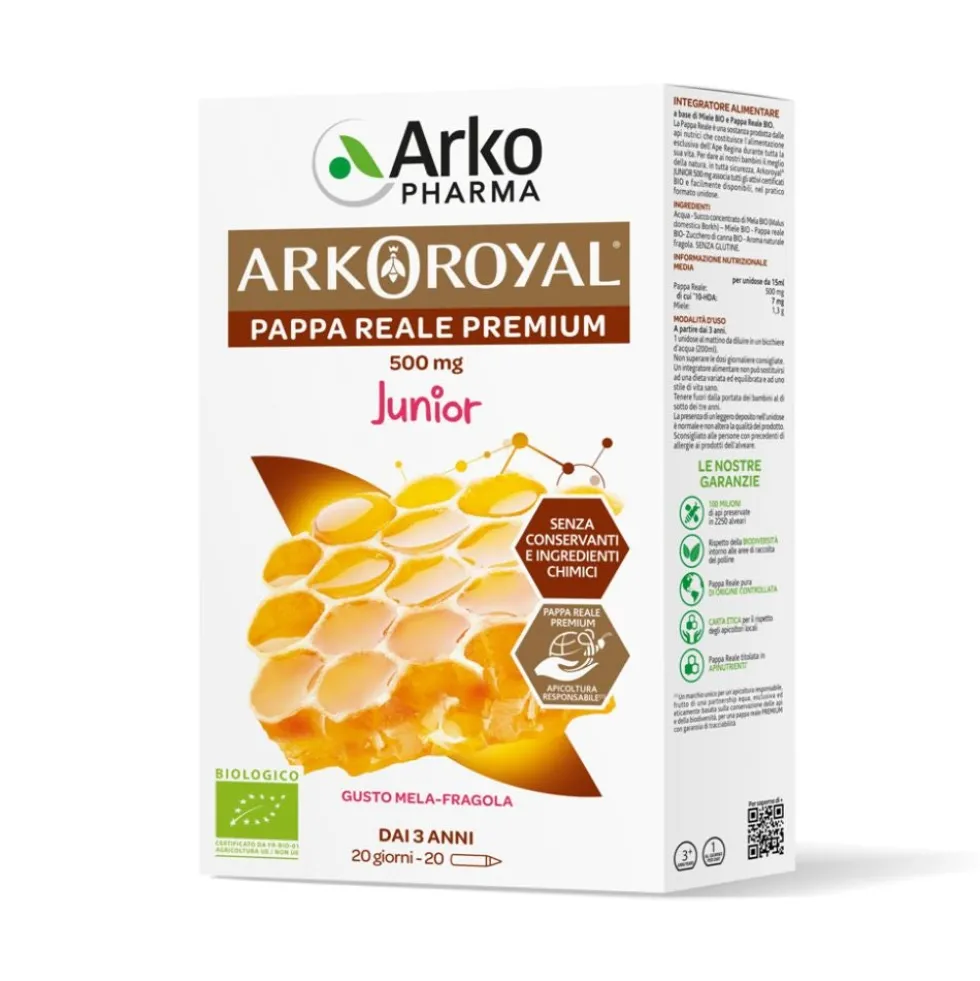 Arkopharma Arkoroyal - Junior Pappa Reale 500mg Integratore, 20 fialoidi