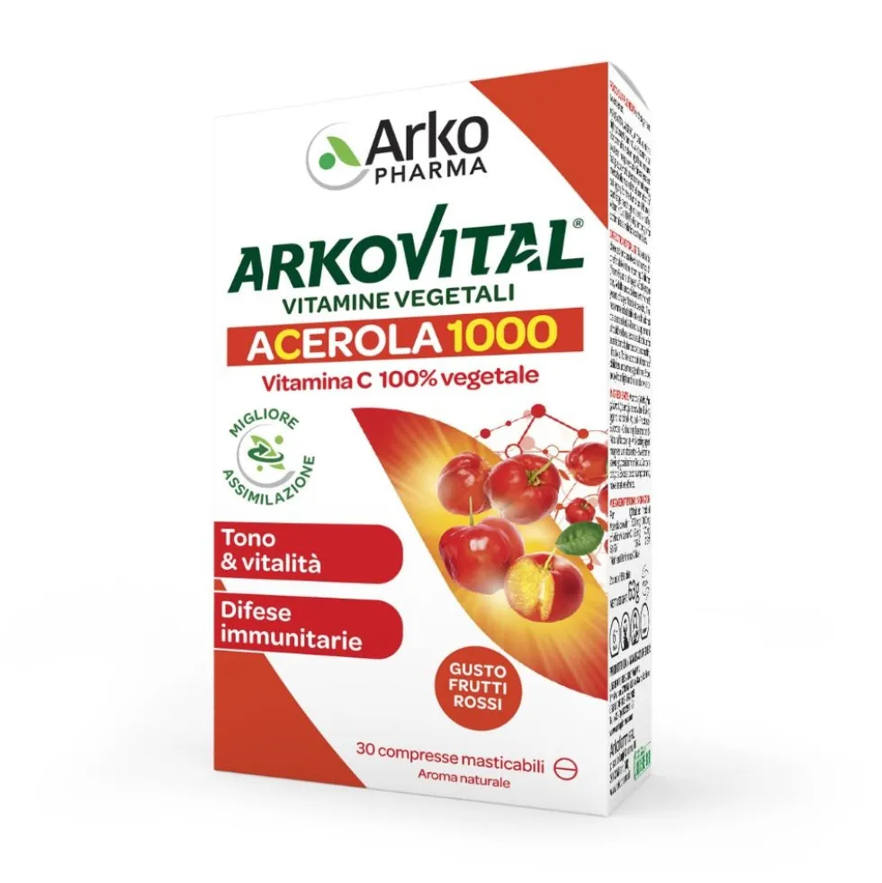 Arkopharma Arkovital - Acerola 1000 Vitamina C Naturale, 30 Compresse