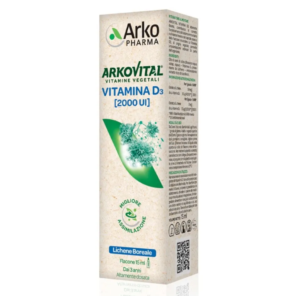 Arkopharma Arkovital Vitamina D3 2000UI Integratore Alimentare, 15ml
