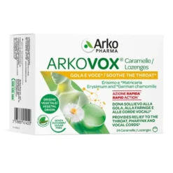 Arkopharma Arkovox - Menta Eucalipto Caramelle emollienti per il sollievo della gola, 24 caramelle