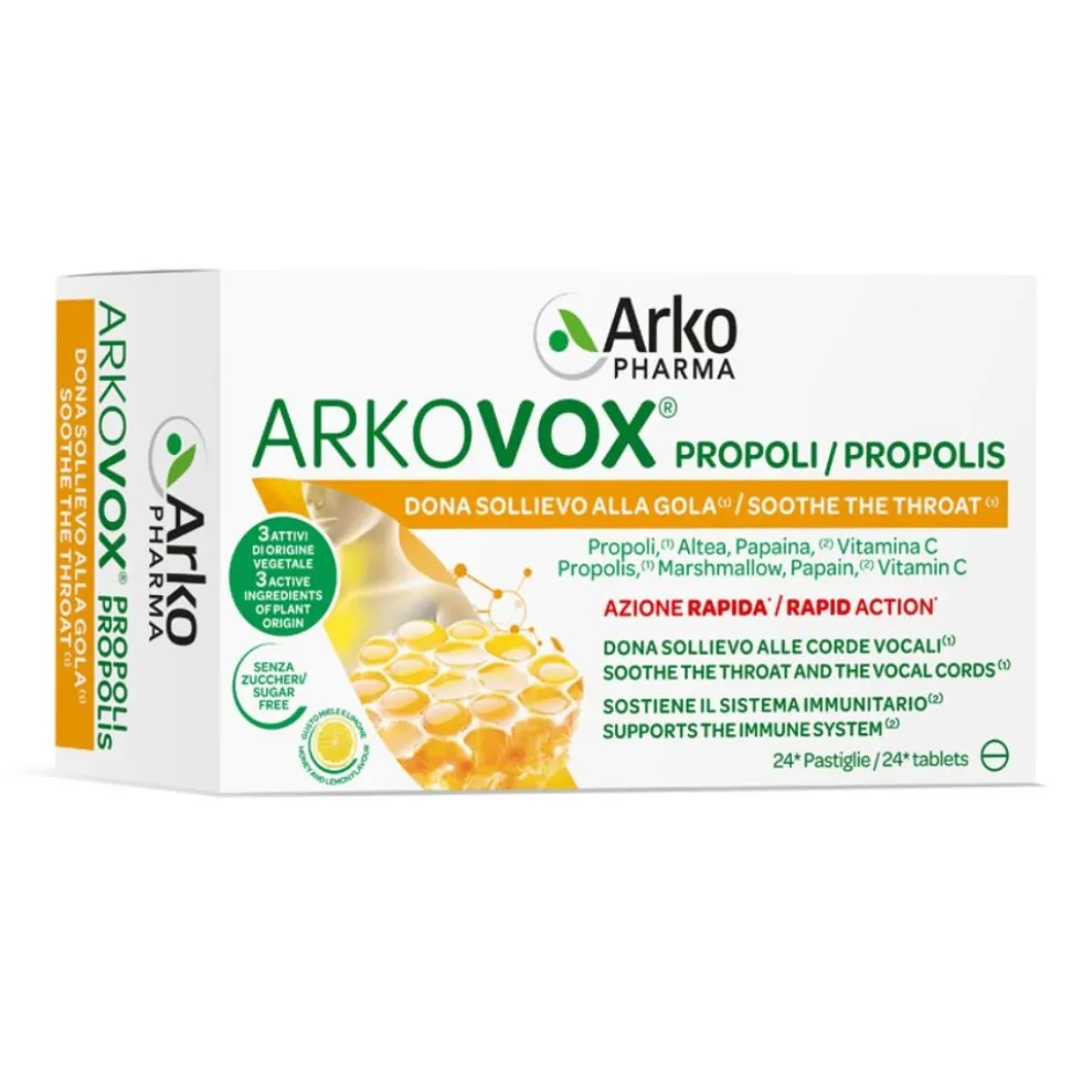 ArkoPharma Arkovox Propoli Pastiglie Miele e Limone Integratore, 24 Compresse