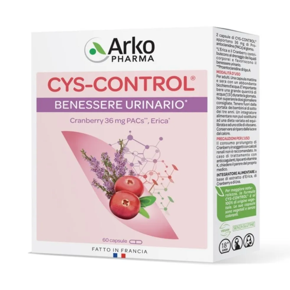 Arkopharma Cys-Control - Integratore alimentare per il benessere delle vie urinarie, 60 capsule