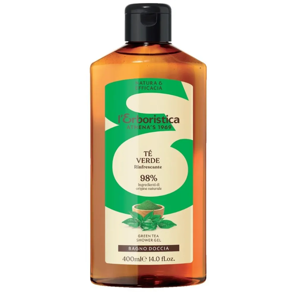 Athena's L'Erboristica Bagno doccia al tè verde - Mousse doccia per pelli sensibili, 400 ml