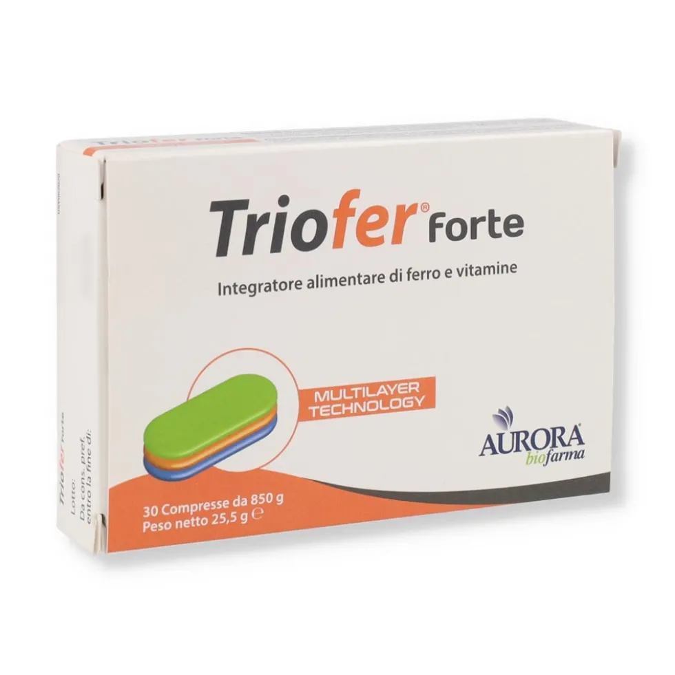 Aurora Triofer Forte Integratore Alimentare Ferro e Vitamine, 30 Compresse