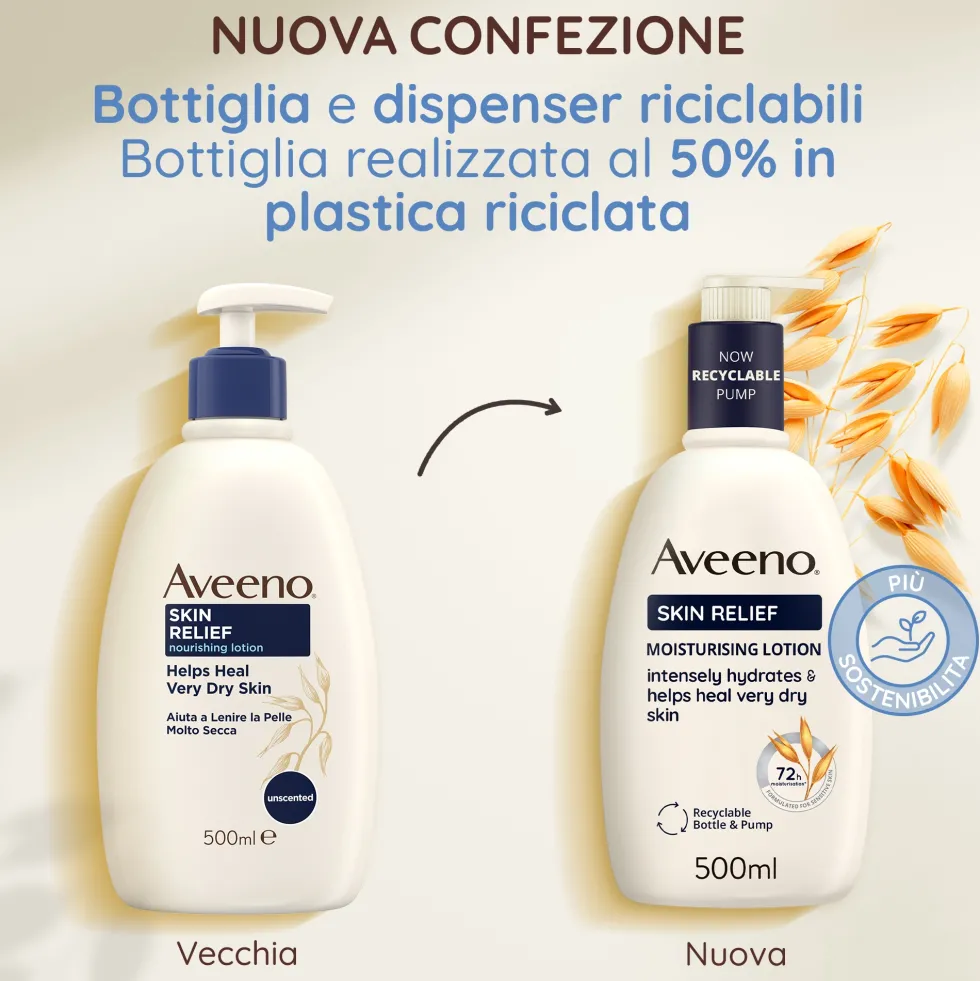 Aveeno Skin Relief - Crema corpo nutriente e lenitiva per pelle molto secca e sensibile, 500 ml
