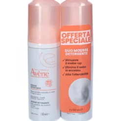 Avène Duo Mousse - Mousse detergente e struccante per il viso e gli occhi, 2 flaconi da 150 ml