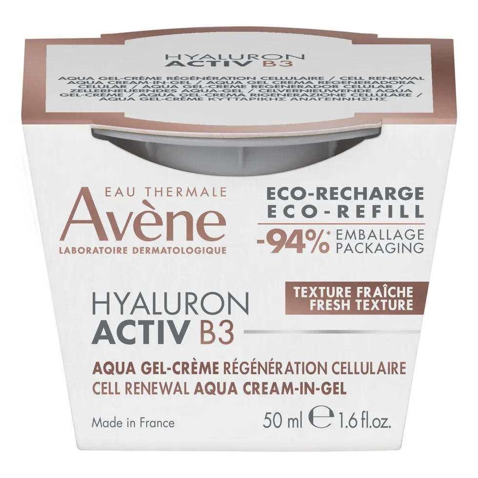 Avène Hyaluron Activ B3 Aqua Gel Crema - Ricarica viso rigenerante e rimpolpante, 50 ml
