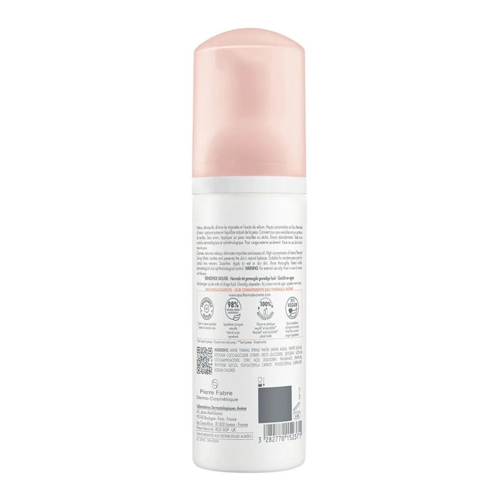 Avène Les Essentiels - Mousse detergente opacizzante per purificare e struccare il viso, 150 ml