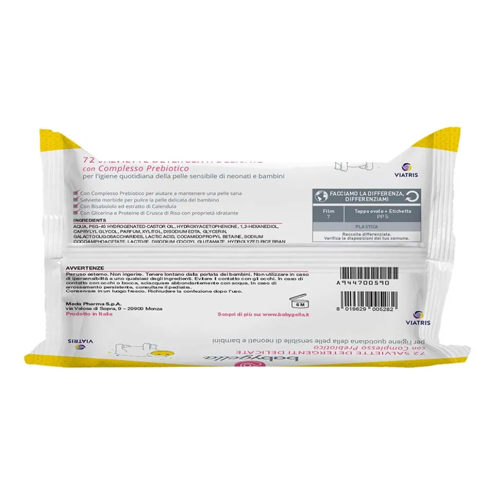 Babygella Prebiotic - Salviettine Detergenti Delicate, 72 pezzi