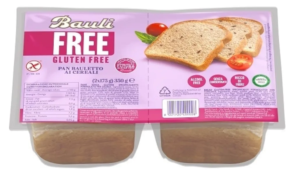 Bauli Free - Pan Bauletto ai Cereali a fette senza glutine per celiaci, 350 g