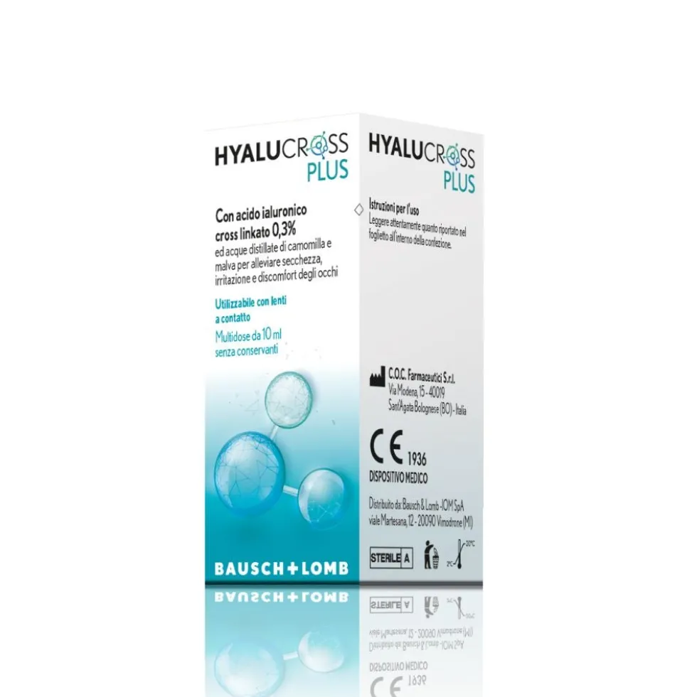 Bausch+Lomb Hyalucross Plus Gocce Oculari per Occhi Secchi, 10ml