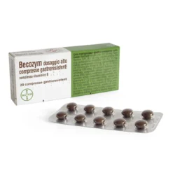 Bayer Becozym Alto Dosaggio Vitamine Gruppo B Vitamina B1 B2 B3 B6 B5 B12 e B7, 20 Compresse Gastroresistenti