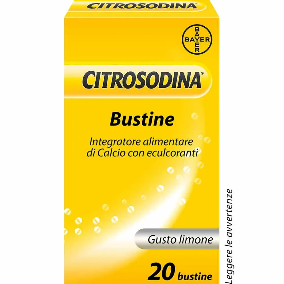 Bayer Citrosodina - Integratore digestivo effervescente per la pesantezza di stomaco, 20 bustine