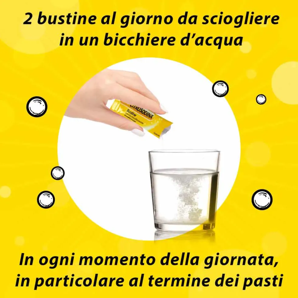 Bayer Citrosodina - Integratore digestivo effervescente per la pesantezza di stomaco, 20 bustine