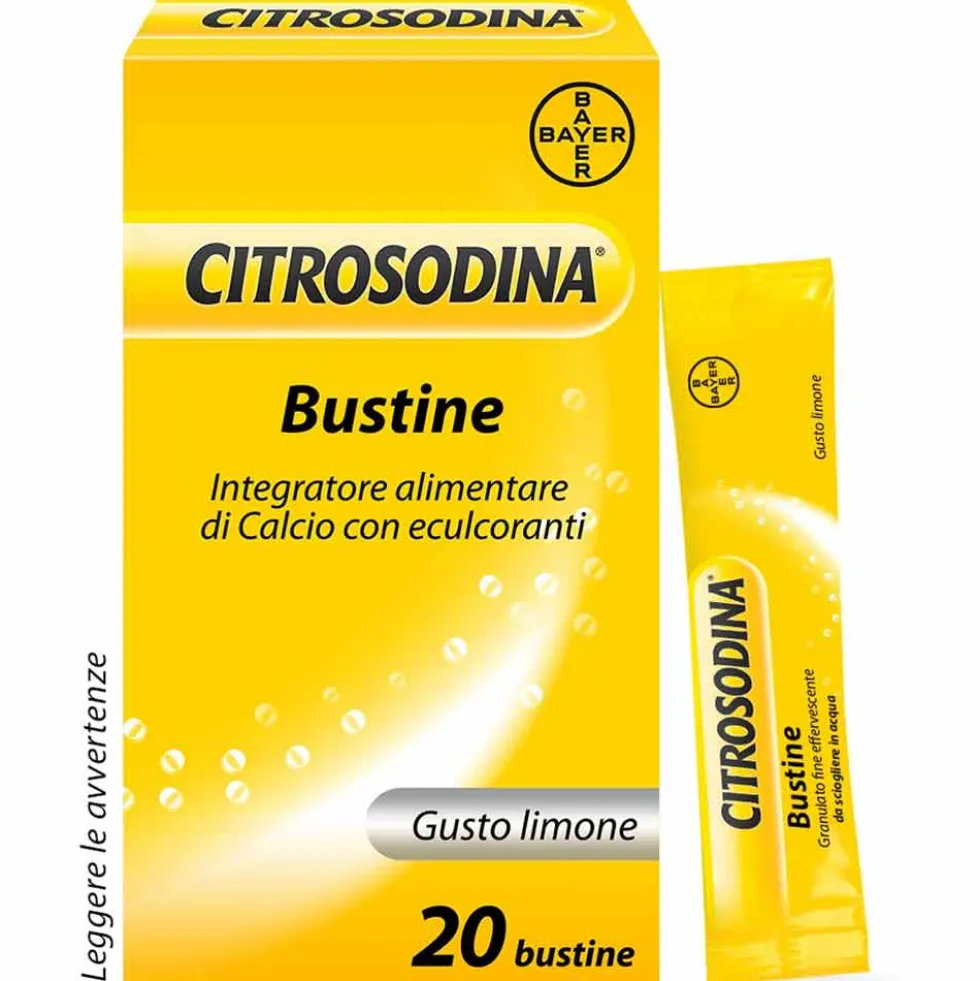 Bayer Citrosodina - Integratore digestivo effervescente per la pesantezza di stomaco, 20 bustine