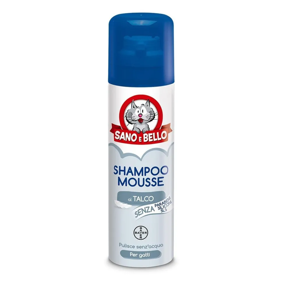 Bayer Sano e Bello - Shampoo Mousse al Talco per Gatto, 200ml