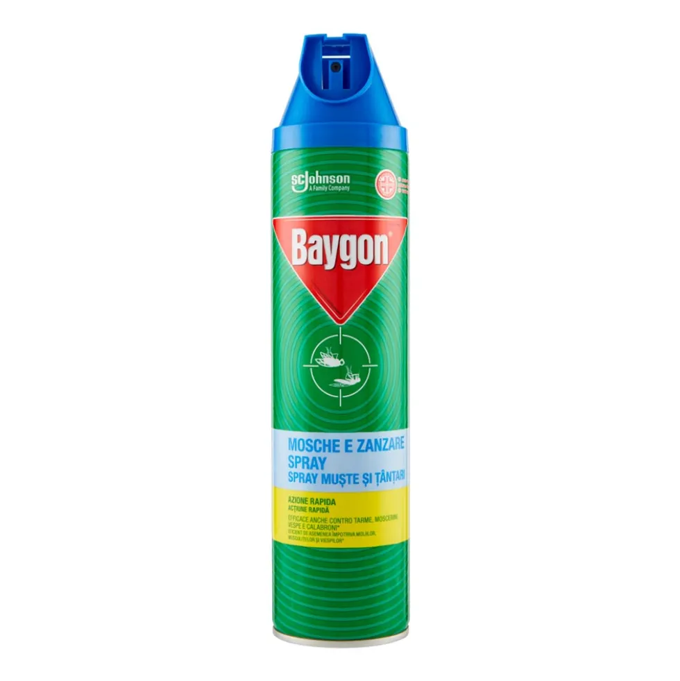 Baygon Mosche e Zanzare Plus Spray Azione Rapida, 400ml