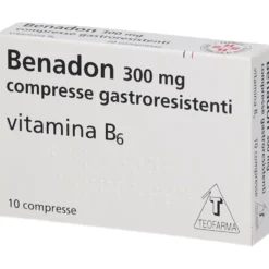 Benadon compresse gastroresistenti da 300 mg - Vitamina B6 per carenze vitaminiche, 10 compresse