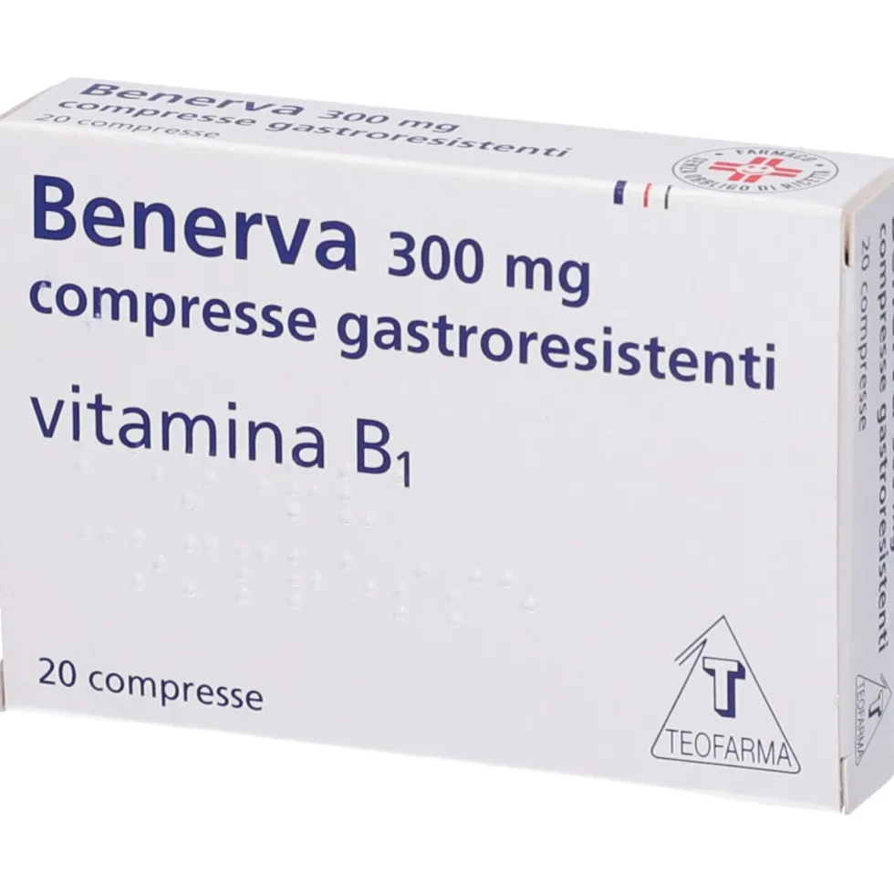 Benerva compresse gastroresistenti 300 mg - Ricostituente per carenza di vitamina B1, 20 compresse