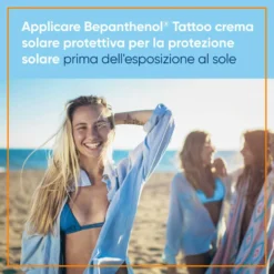 Bepanthenol Tattoo Crema Protezione Solare Molto Alta SPF50+ per Tatuaggio, 50ml