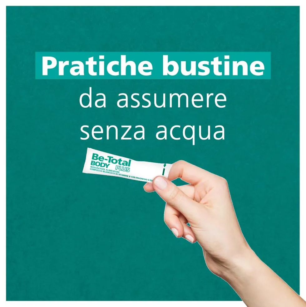 Be-Total Body Plus - Integratore di vitamine B, magnesio e potassio per l'energia, 20 bustine