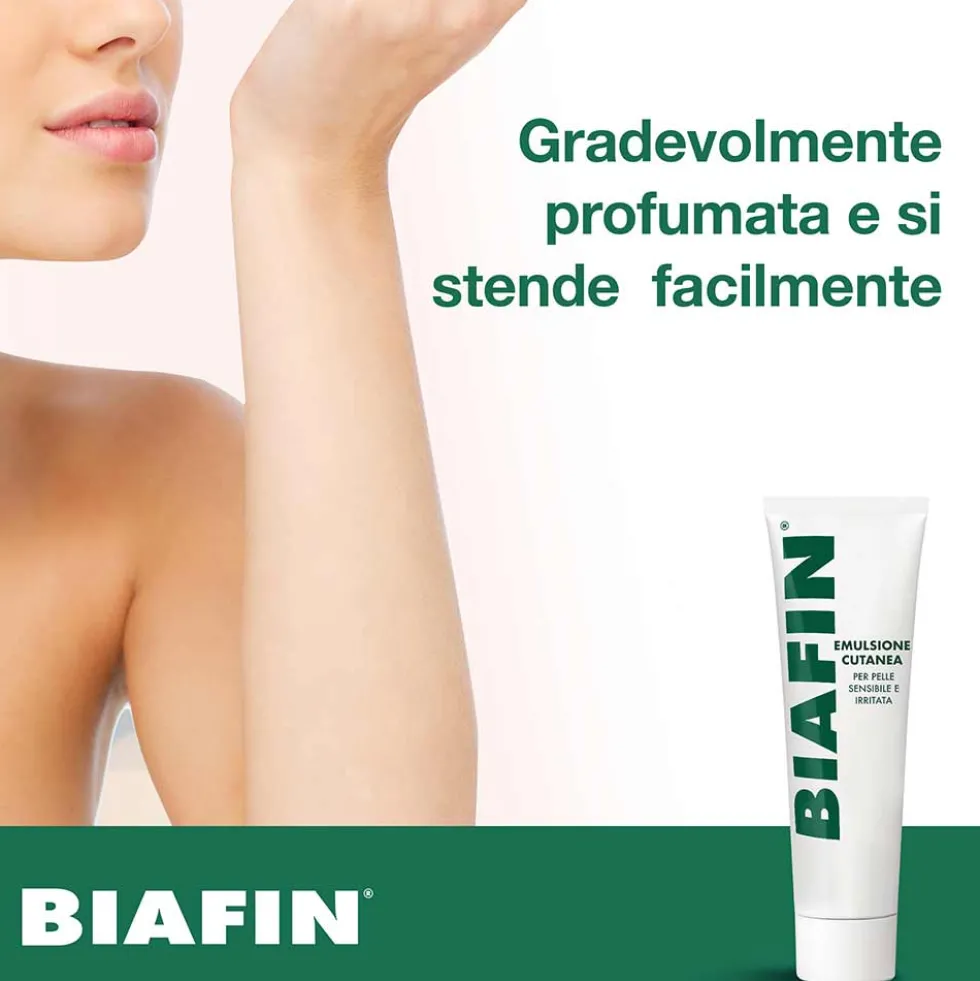 Biafin Emulsione cutanea - Crema lenitiva per le scottature e la pelle irritata, 100 ml