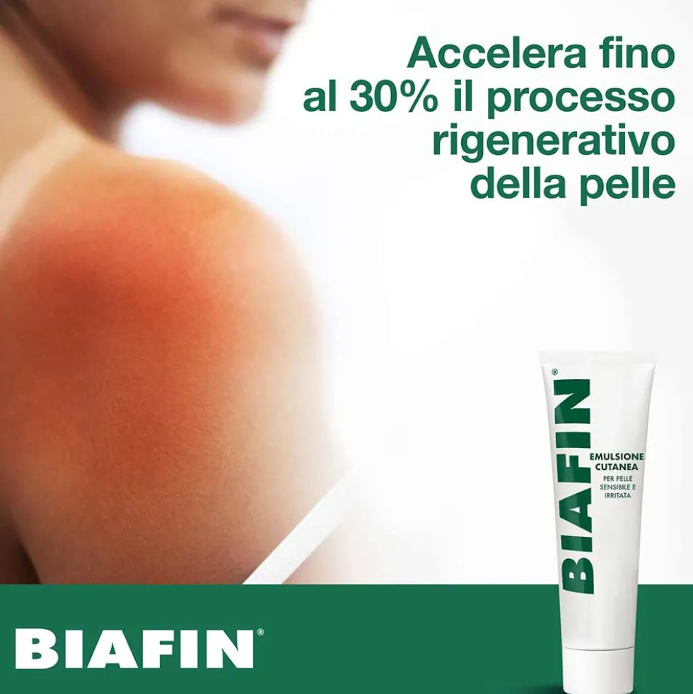 Biafin Emulsione cutanea - Crema lenitiva per le scottature e la pelle irritata, 100 ml