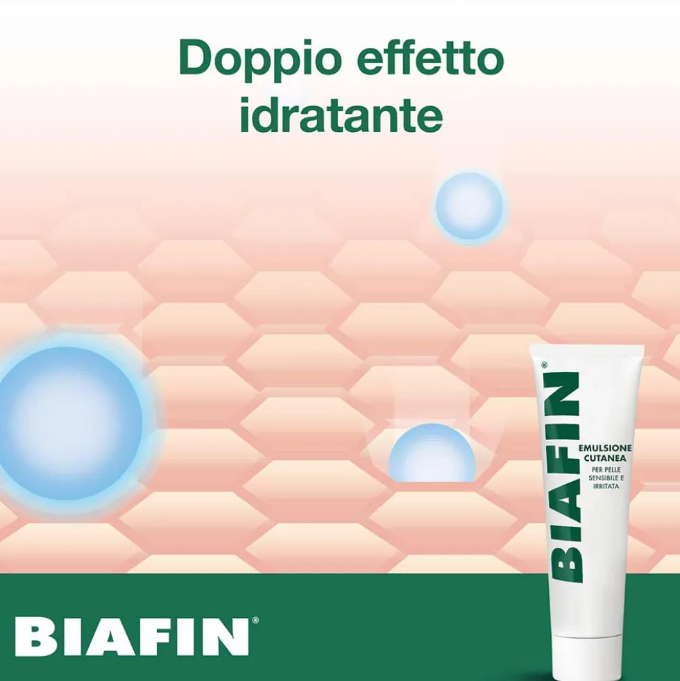 Biafin Emulsione Cutanea Idratante Lenitiva Crema Scottature e Pelle Sensibile e Irritata, 100ml