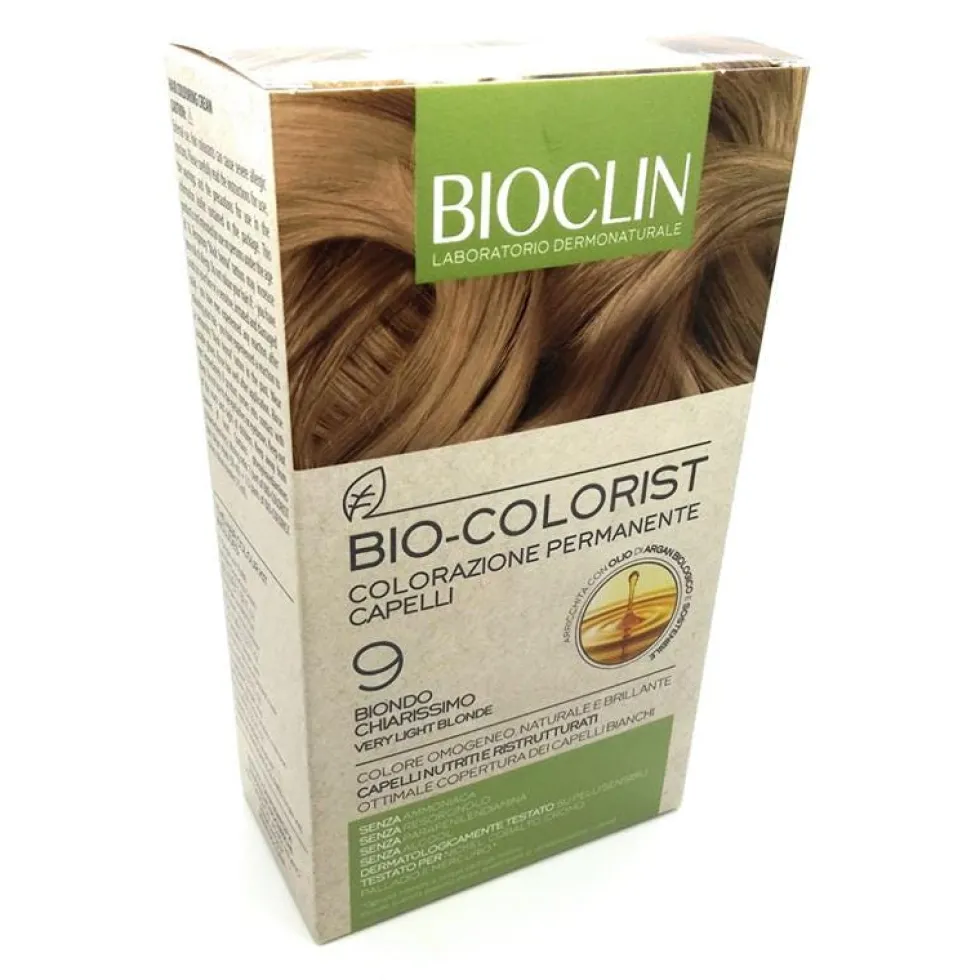 Bioclin Bio Colorist 9 Biondo Chiarissimo - Colorazione permanente e ristrutturante, 1 kit monodose