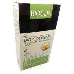 Bioclin Bio Colorist 4 castano - Colorazione permanente per i capelli bianchi, kit da 145 ml