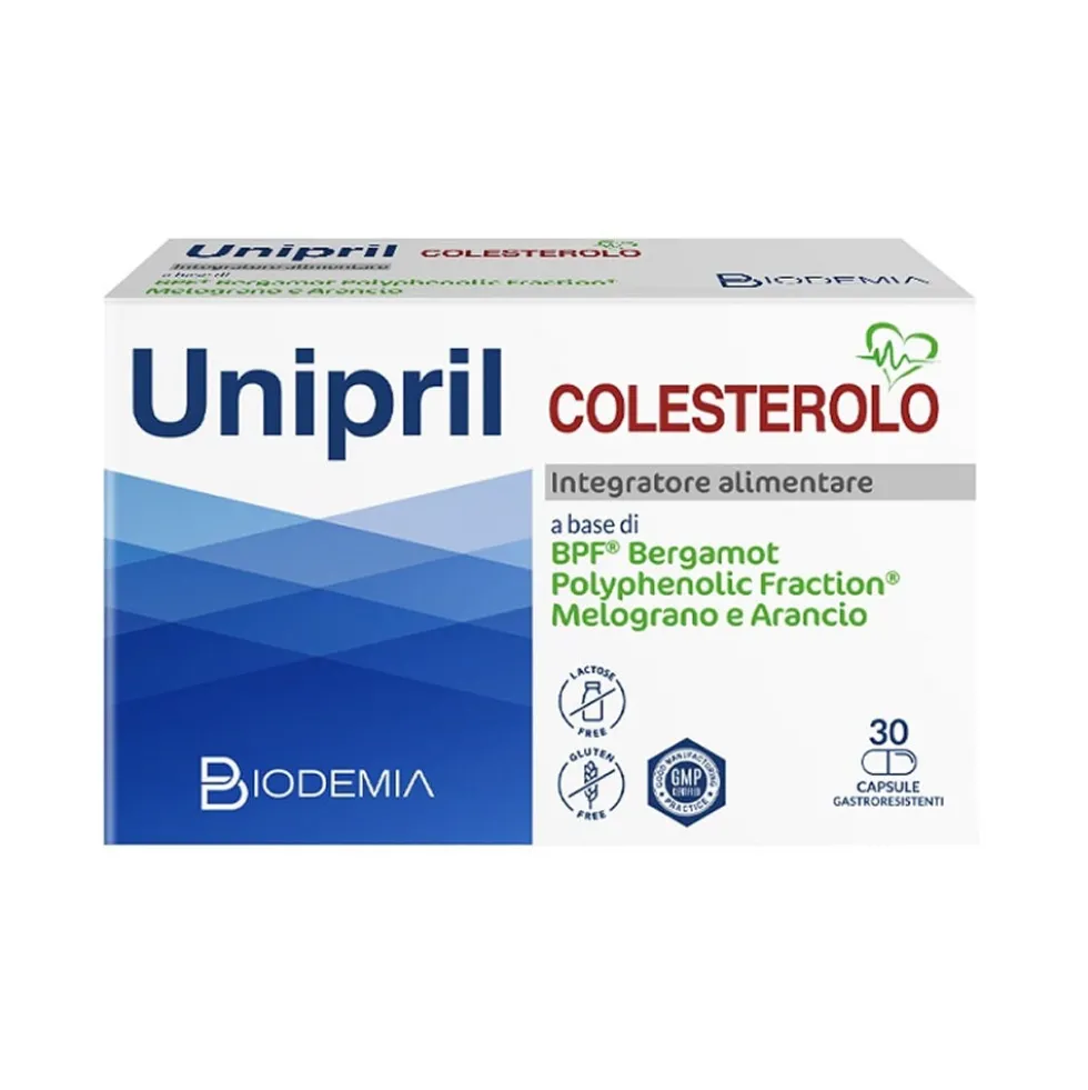 Biodemia Unipril Colesterolo Integratore, 30 Capsule Gastroresistenti