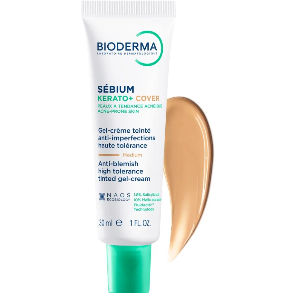 Bioderma Sébium - Kerato+ Cover Gel Crema Colorata 2 in 1 Coprenza Elevata, 30ml
