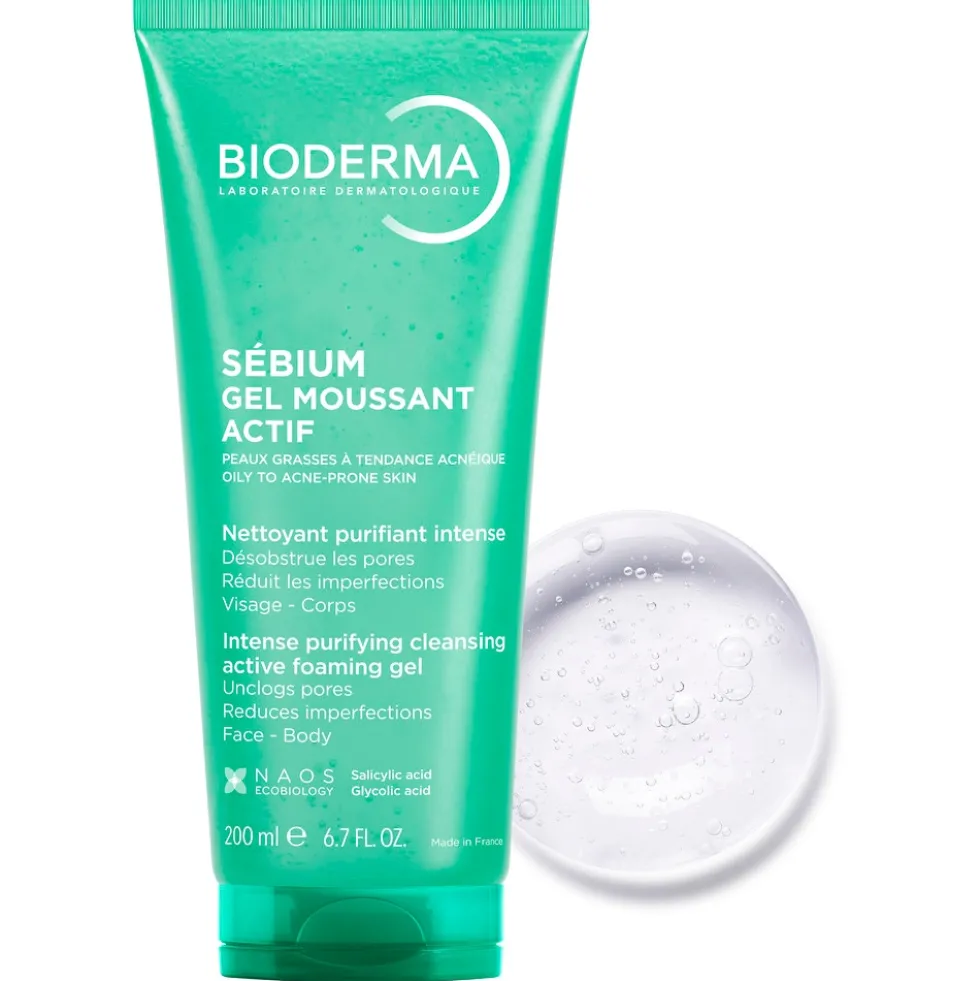 Bioderma Sebium - Gel Moussant Actif Gel Detergente Purificante, 200ml