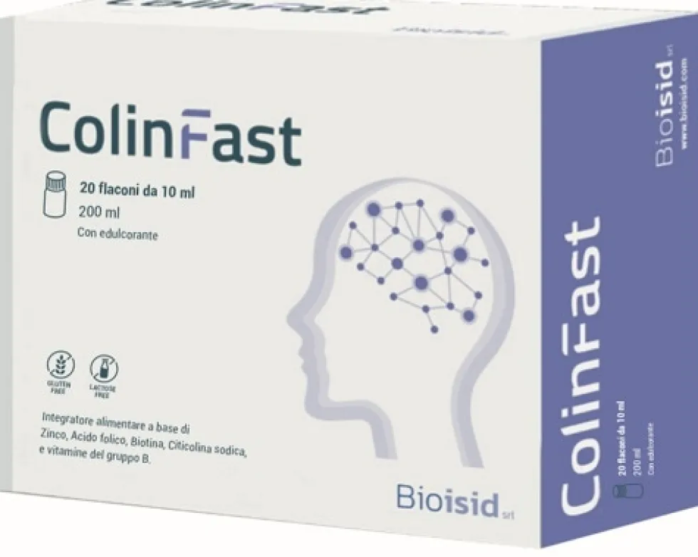 Bioisid Colinfast Integratore Fosfatidilcolina Acido Folico e Vitamine B, 20 Flaconcini