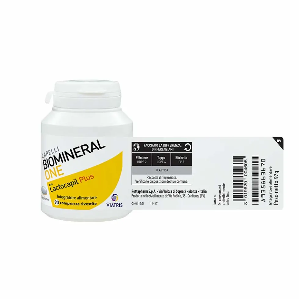 Biomineral One con Lactocapil Plus Integratore Benessere Capelli, 90 Compresse