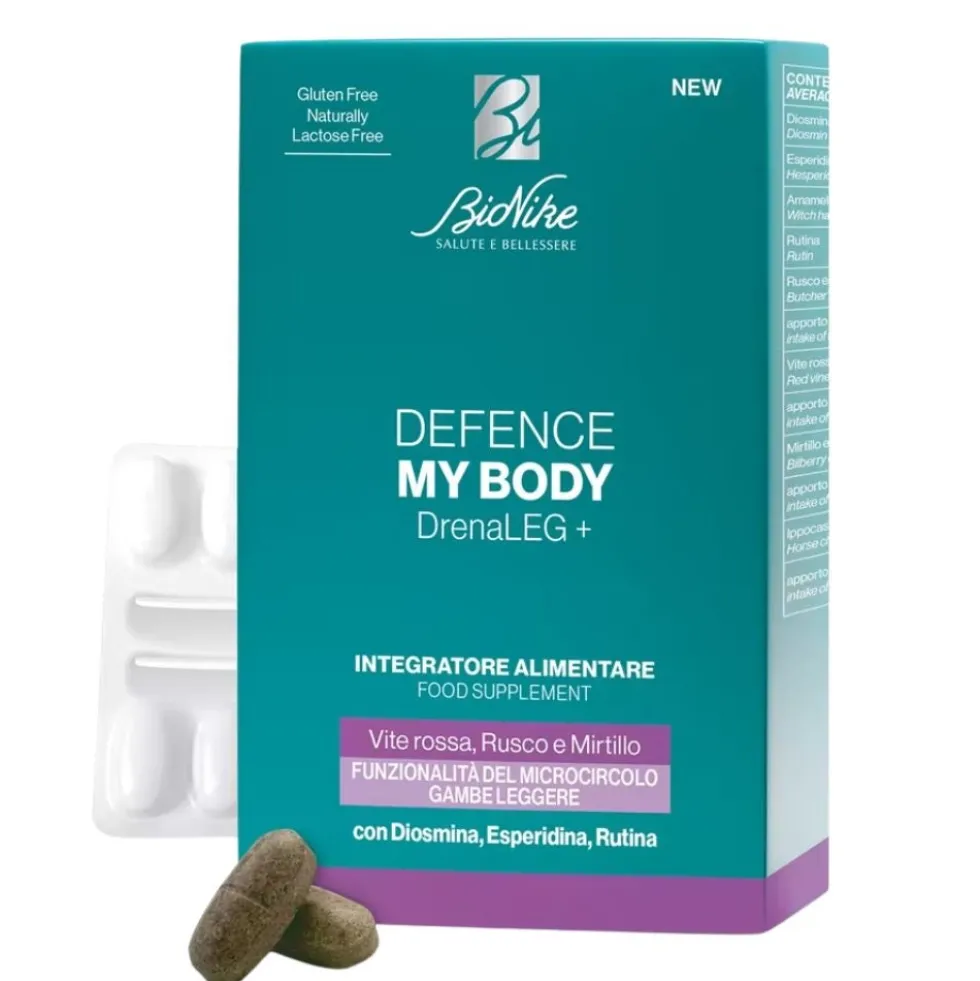 BioNike Defence My Body Drenaleg+ - Integratore per il microcircolo e gambe pesanti, 60 compresse