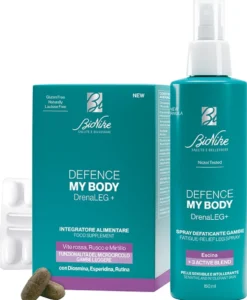 BioNike Defence My Body DrenaLEG+ - Kit per il microcircolo e le gambe pesanti, 60 capsule e 150 ml
