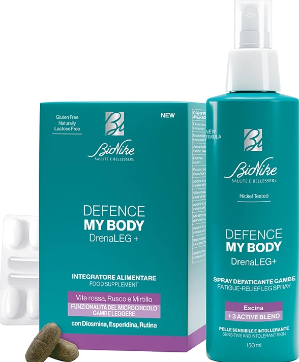 BioNike Defence My Body DrenaLEG+ - Kit per il microcircolo e le gambe pesanti, 60 capsule e 150 ml