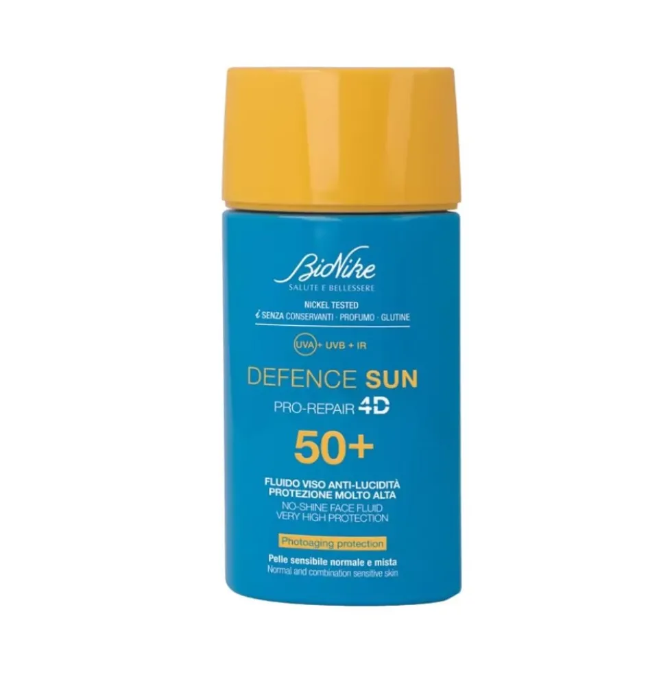 Bionike Defence Sun - Fluido Viso Anti-Lucidità SPF50+ Protezione Molto Alta, 50ml