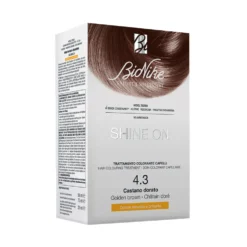 BioNike Shine On 4.3 Castano Dorato - Tintura permanente per colorare e nutrire i capelli, 1 kit
