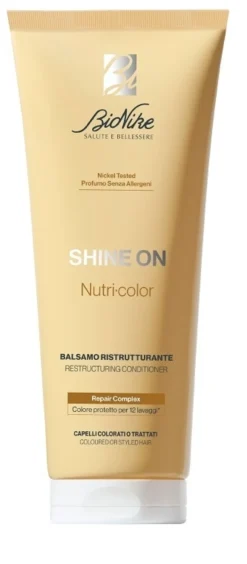 BioNike Shine On Nutri-Color Balsamo ristrutturante per capelli colorati e danneggiati, 200ml