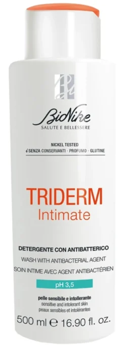 Bionike Triderm Intimate - Detergente intimo antibatterico per l'equilibrio della flora, 500 ml