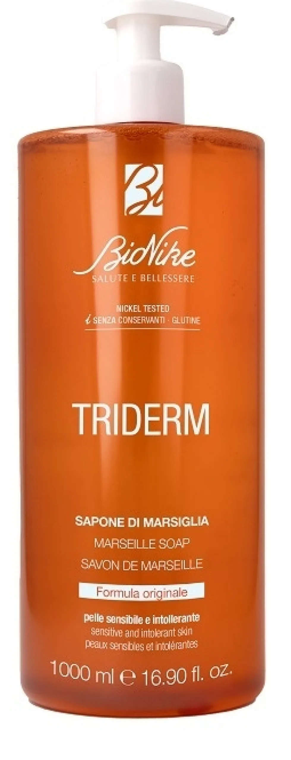 BioNike Triderm Sapone di Marsiglia - Sapone liquido per pelle sensibile e intollerante, 1000 ml