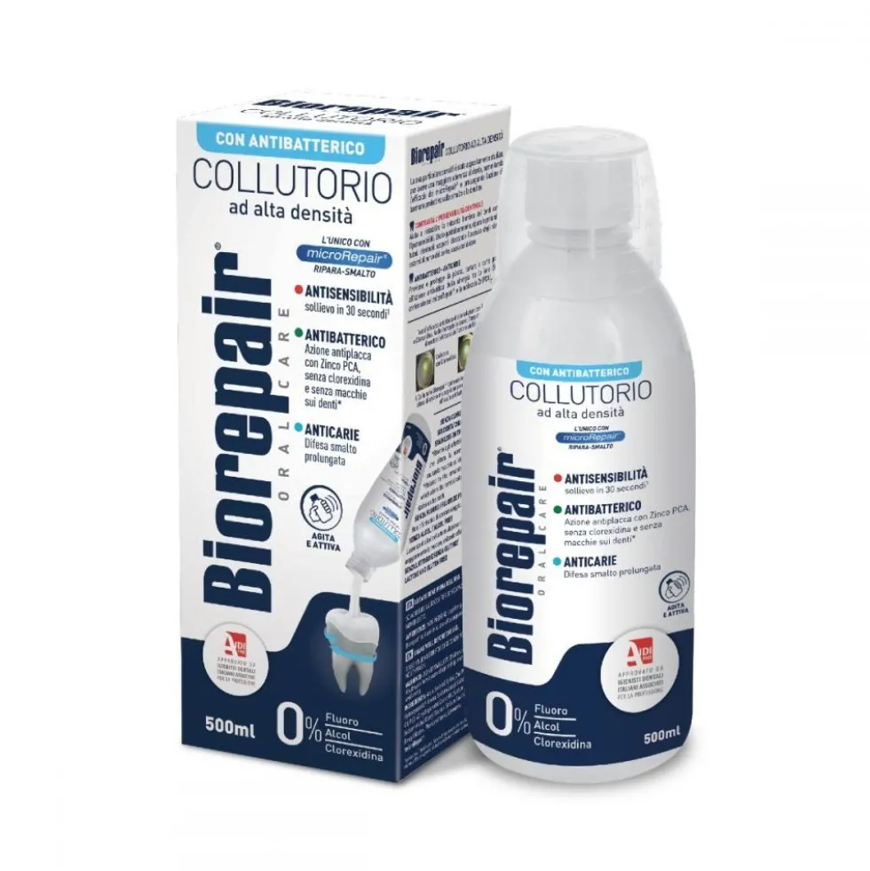 Biorepair Collutorio Antibatterico Alta Densità - Collutorio per proteggere denti e gengive, 500 ml