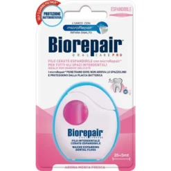 Biorepair Filo interdentale cerato espandibile - Filo antibatterico per le gengive delicate, 30 m