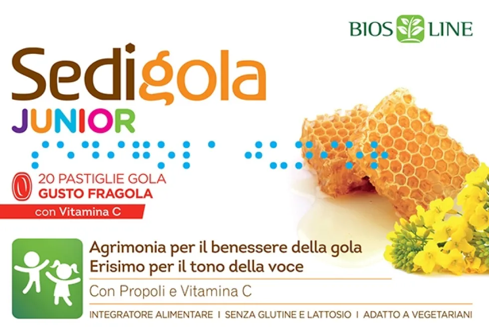Bios Line Apix Propoli Sedigola Junior - Apix integratore alimentare per la gola, 20 pastiglie