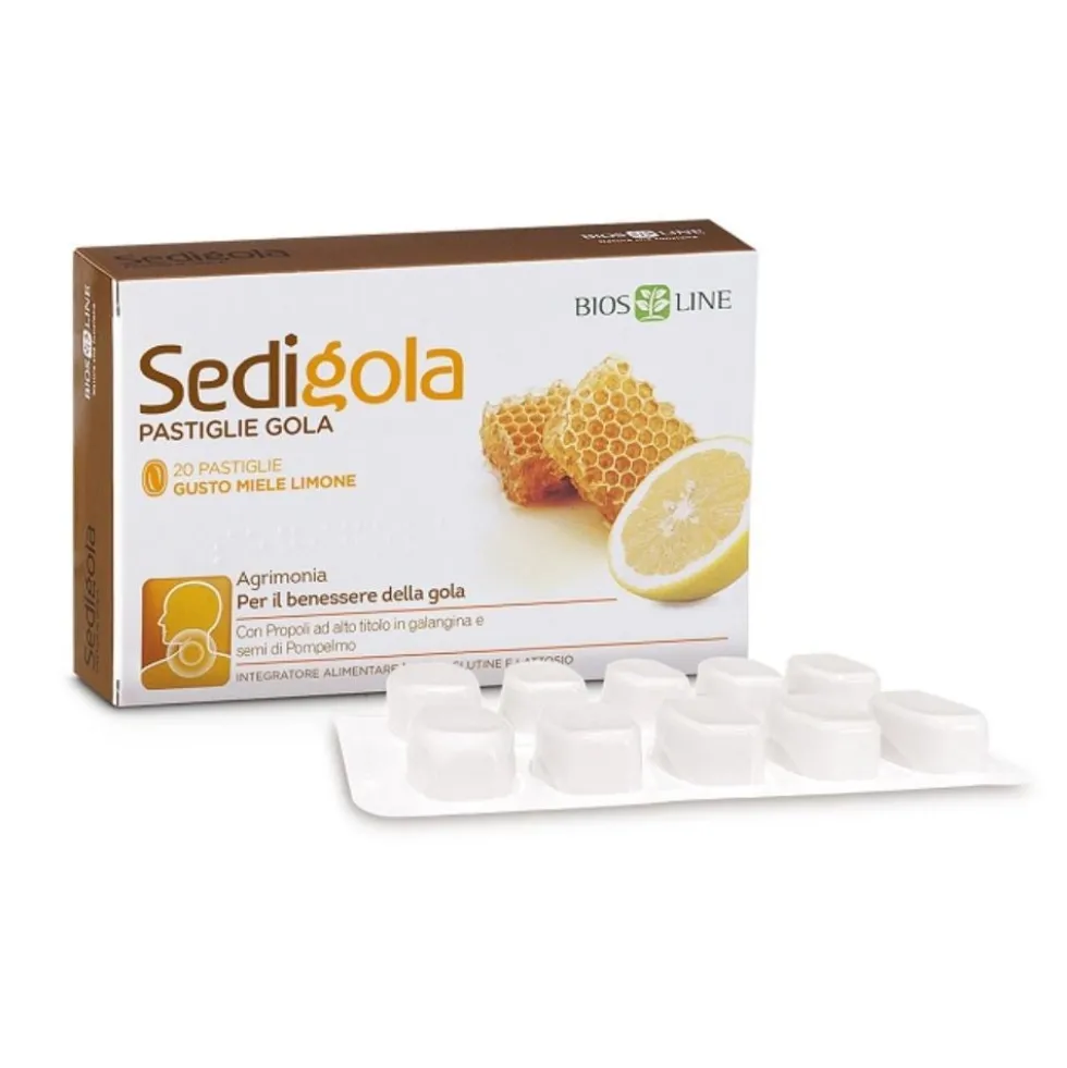 Bios Line Apix Propoli Sedigola Pastiglie Gola Miele e Limone, 20 Pastiglie