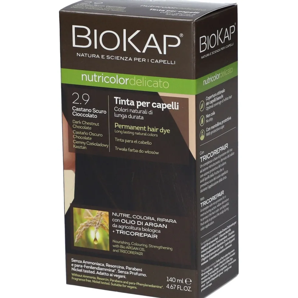 Bios Line Biokap Nutricolor Delicato - Tinta per capelli 2.9 Castano Scuro Cioccolato, 140ml