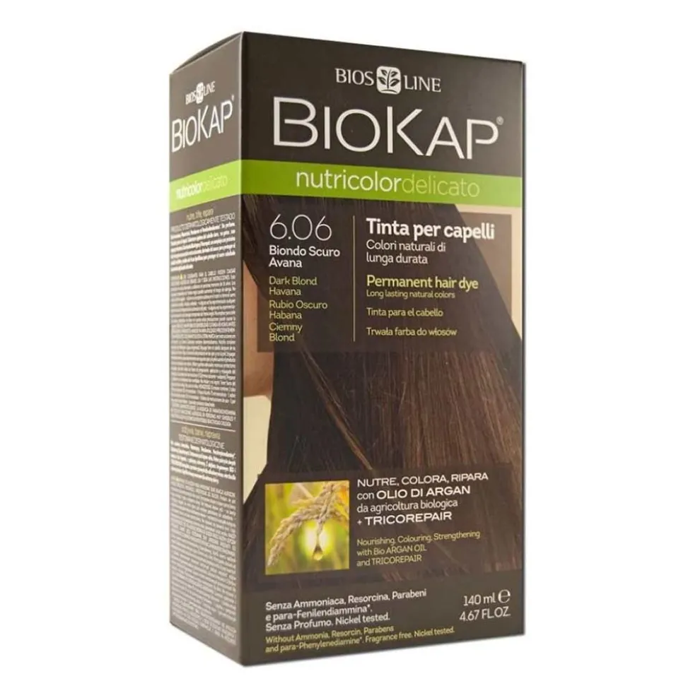 Bios Line Biokap Nutricolor Delicato - Tinta per capelli 6.06 Biondo Scuro Avana, 140ml