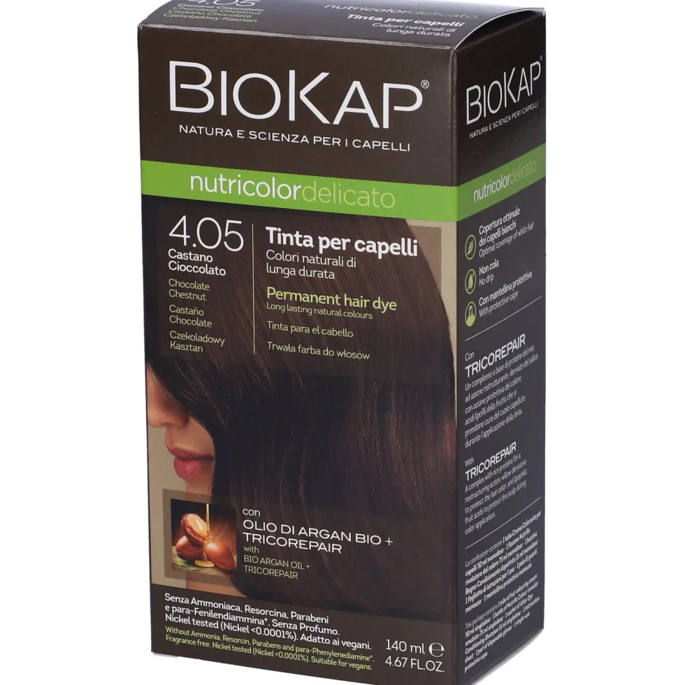 Bios Line Biokap Nutricolor Delicato - Tinta per capelli 4.05 Castano Cioccolato, 140ml